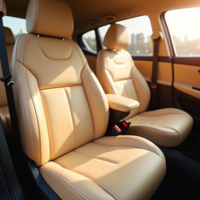 Interni in pelle beige rinnovati e splendenti