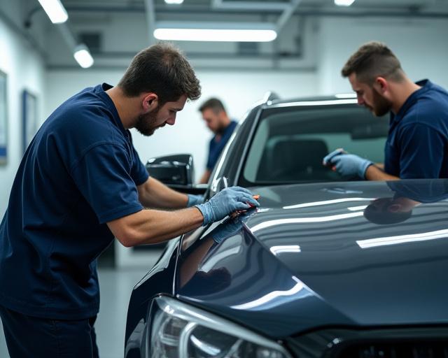 Il team di Kromia Auto Spa all'opera con un veicolo